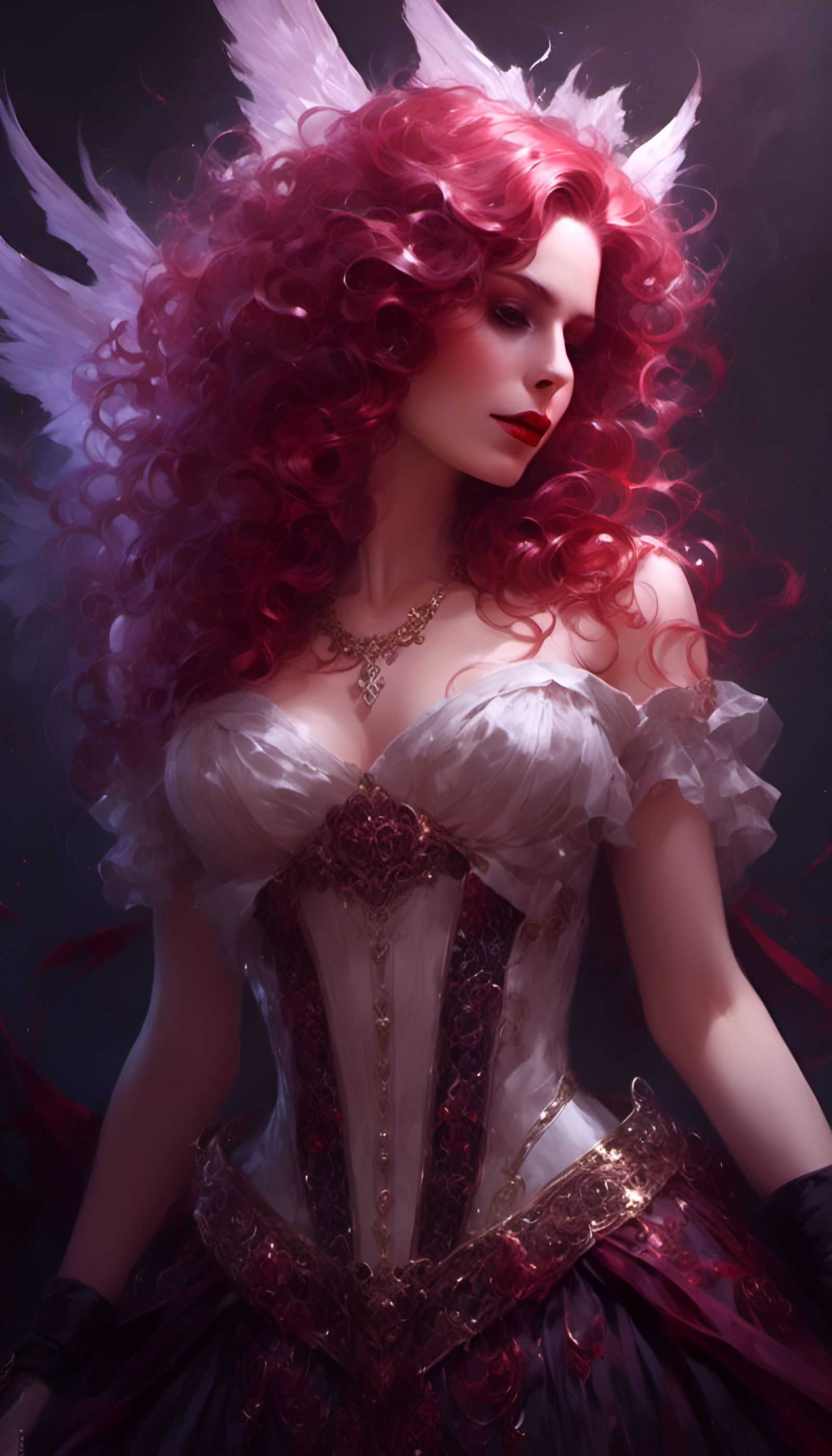 Victorian Vampire Portrait with Red Hair in Hyperrealism