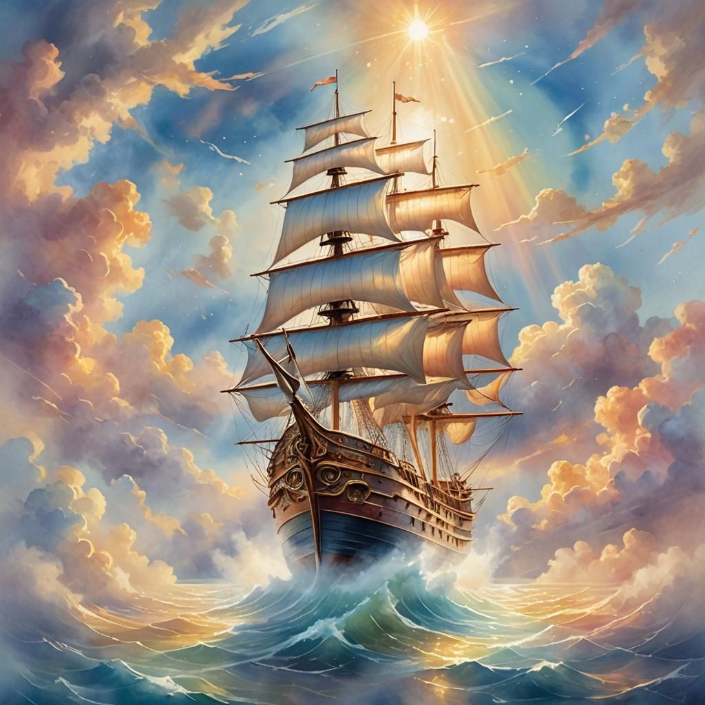Good Ship Lollipop in Ethereal Watercolor Fantasy