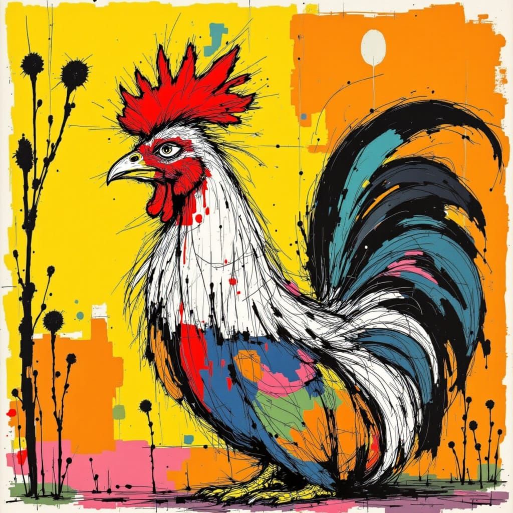 Basquiat-Style Rooster Roars