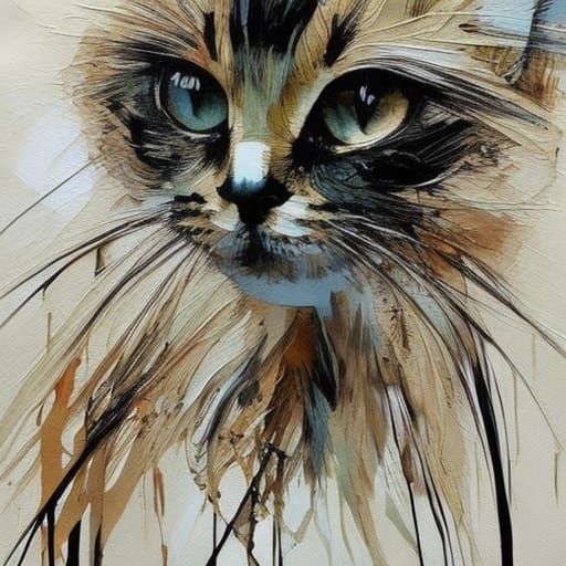 Adorable Kitten Oil Painting with Expressive Design