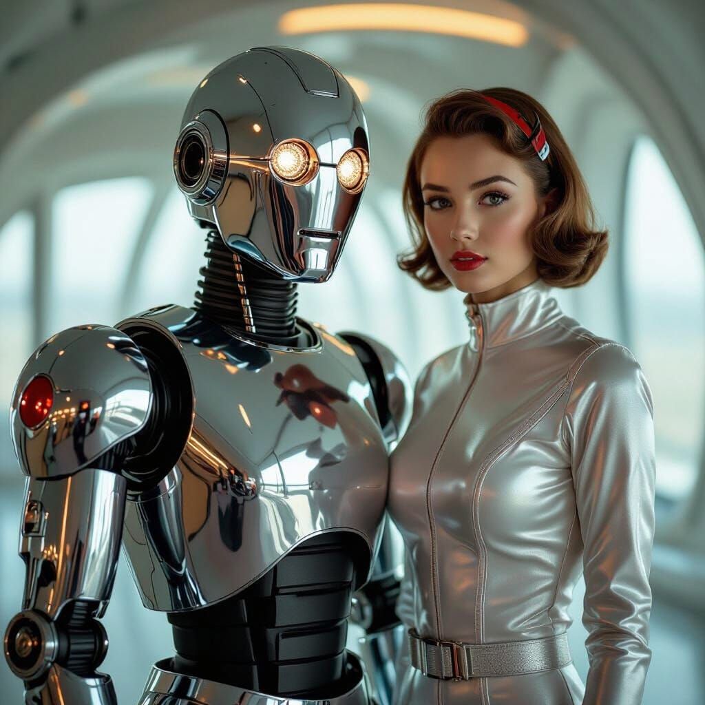 Retro Sci-Fi Duo: 50s Robot and Spacewoman
