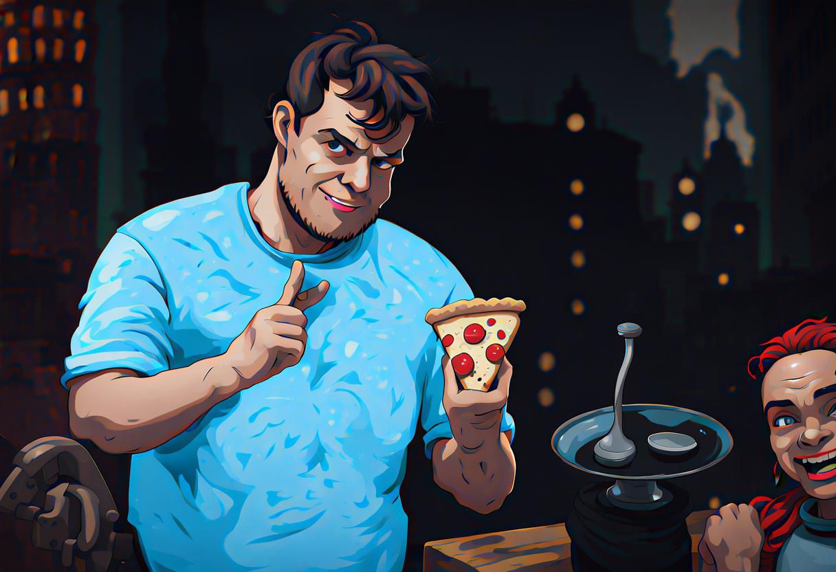 Colorful Italian Pizza in Turin, Pin-Up Style