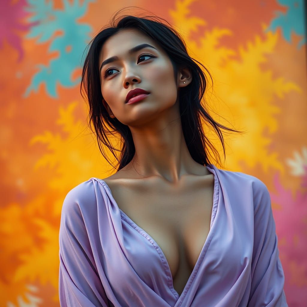 Serene Burmese Woman in Dreamy Sunset Portrait