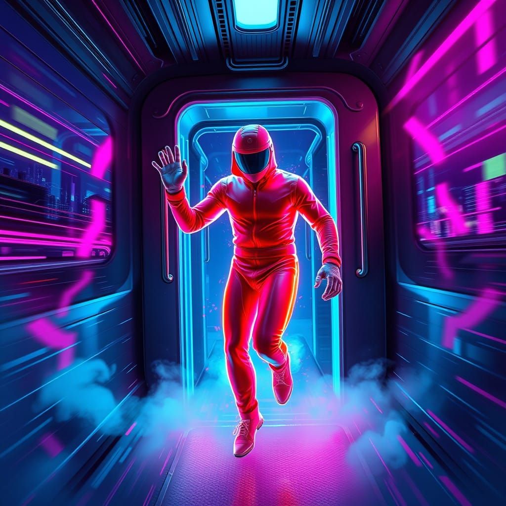 Sleek Futuristic Kool-Aid Man Blasts Through Train in Neon-L...