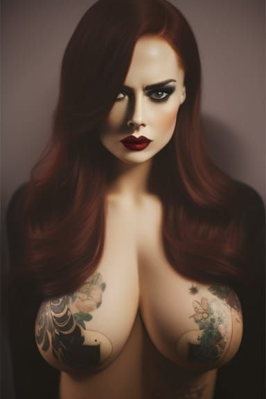 Futuristic Pin-Up Portrait in Art Nouveau Style