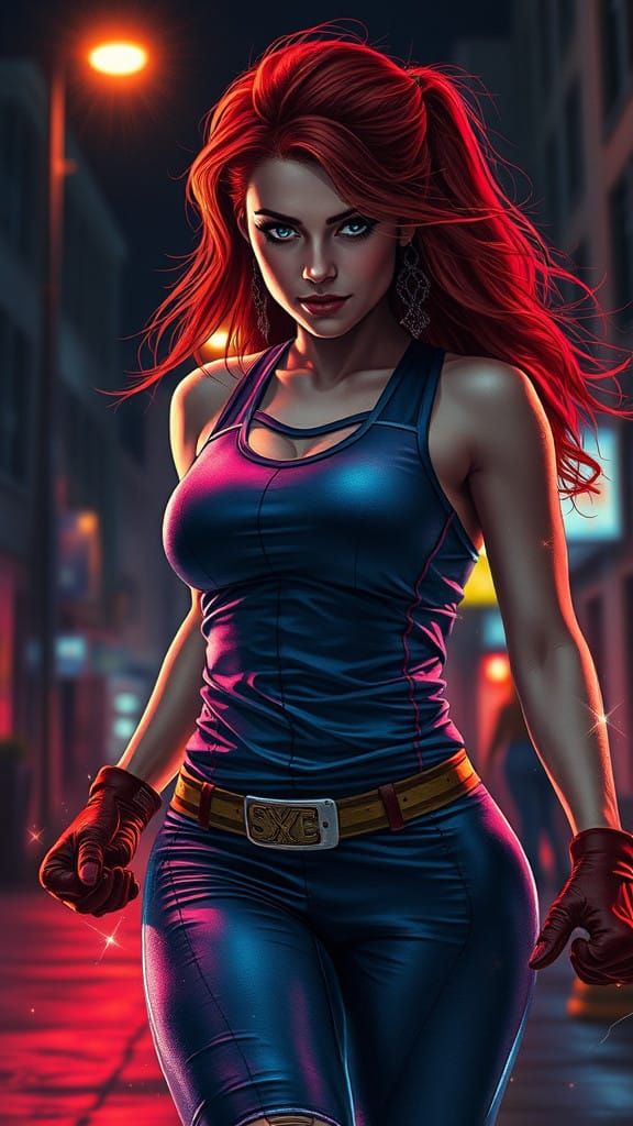 Glowing Superhero Woman Lights Up Dark City Streets