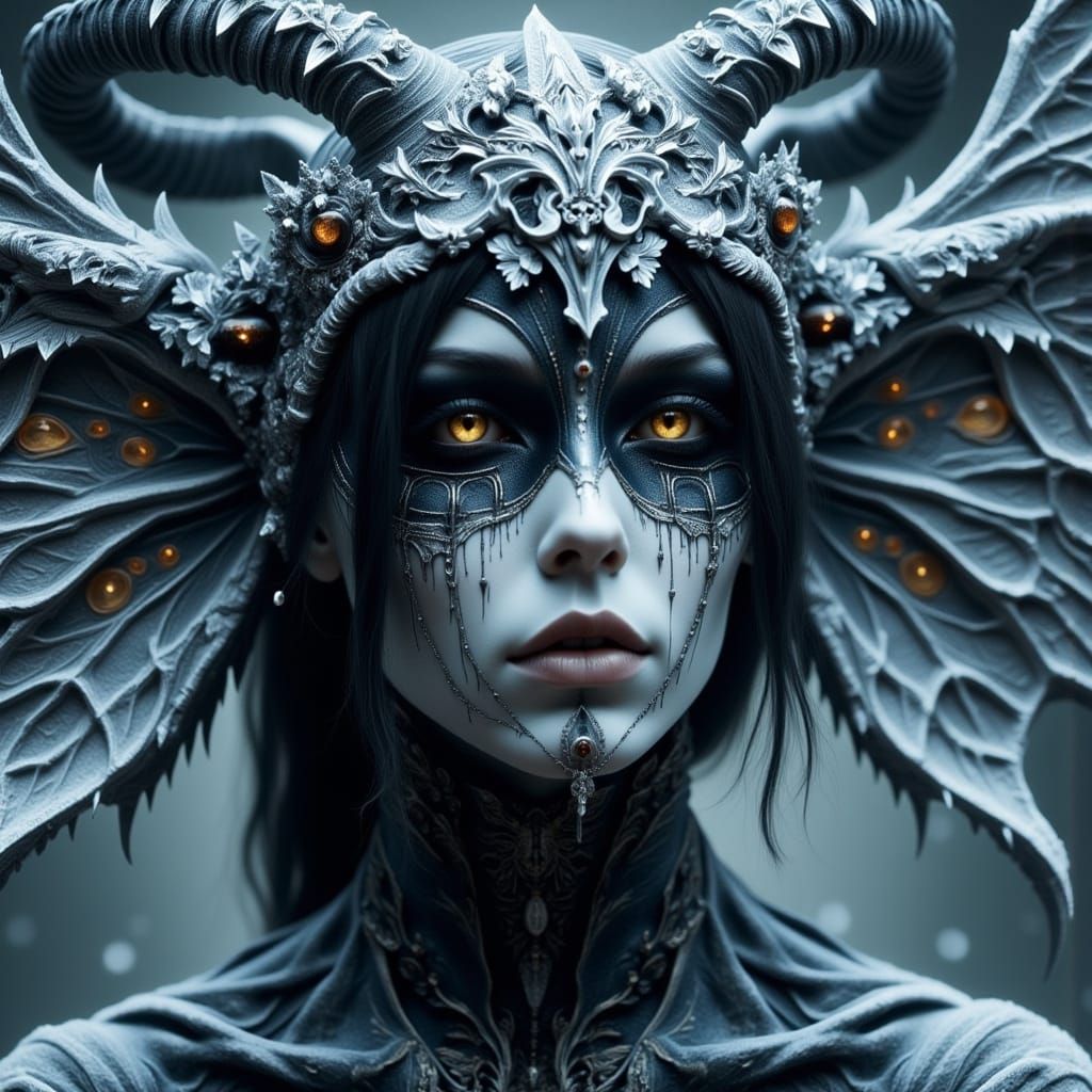 Midnight Oracle Queen in Frostbitten Tundra Splendor