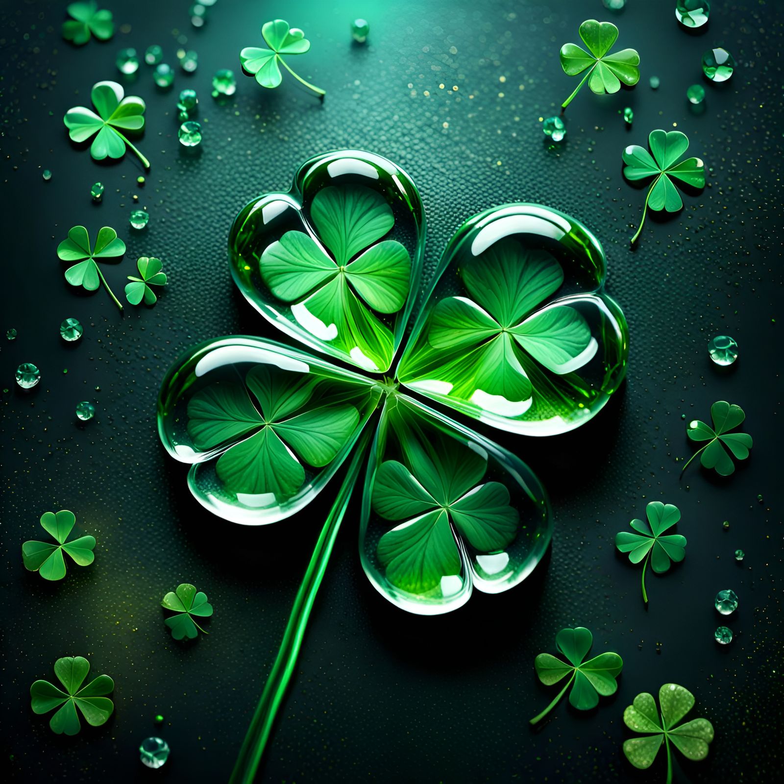 Resin Encased Four Leaf Clover in Hyperrealistic Detail