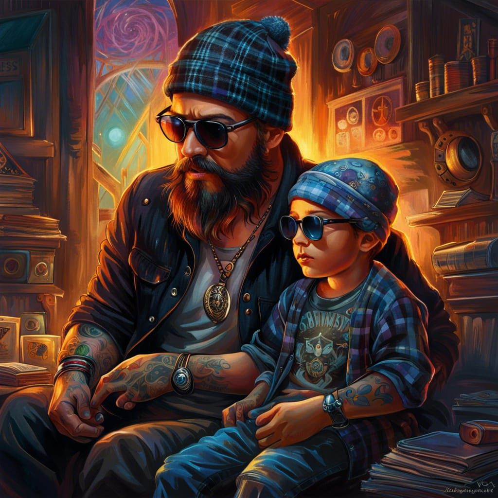 Hipster Father and Son: Fantasy Concept Art