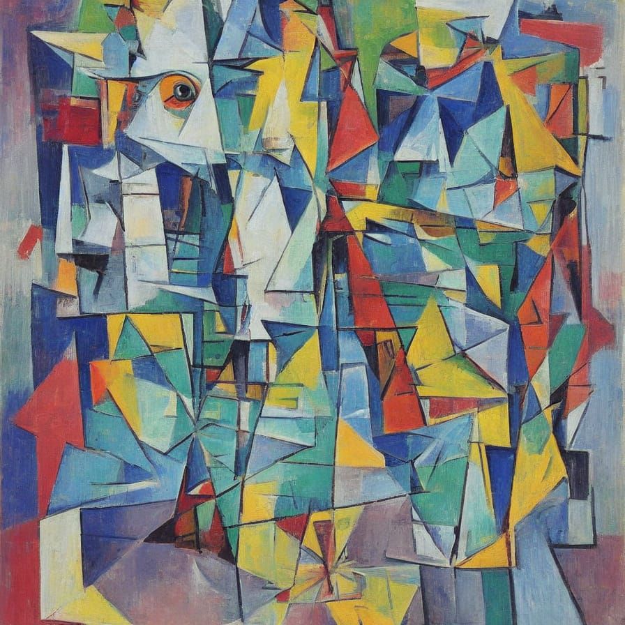 Cubist Portrait of a Fragmented Woman in Picasso Style