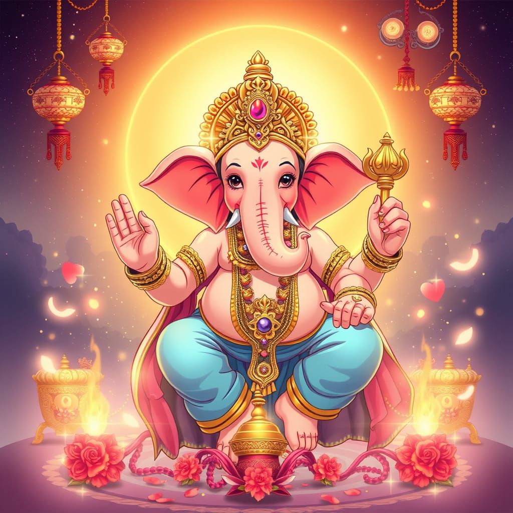 Ganesh Chaturthi in Anime Style