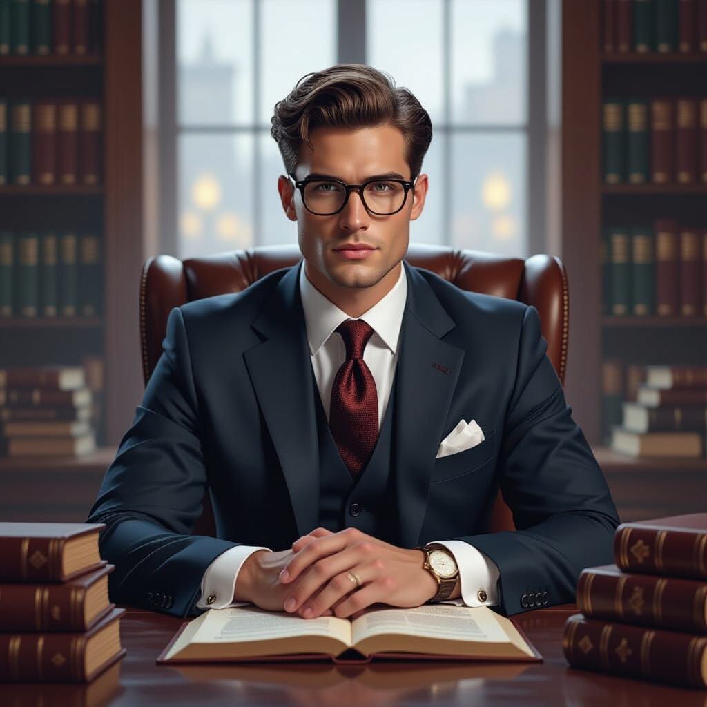 Confident Law Student Portrait with Moody Lighting