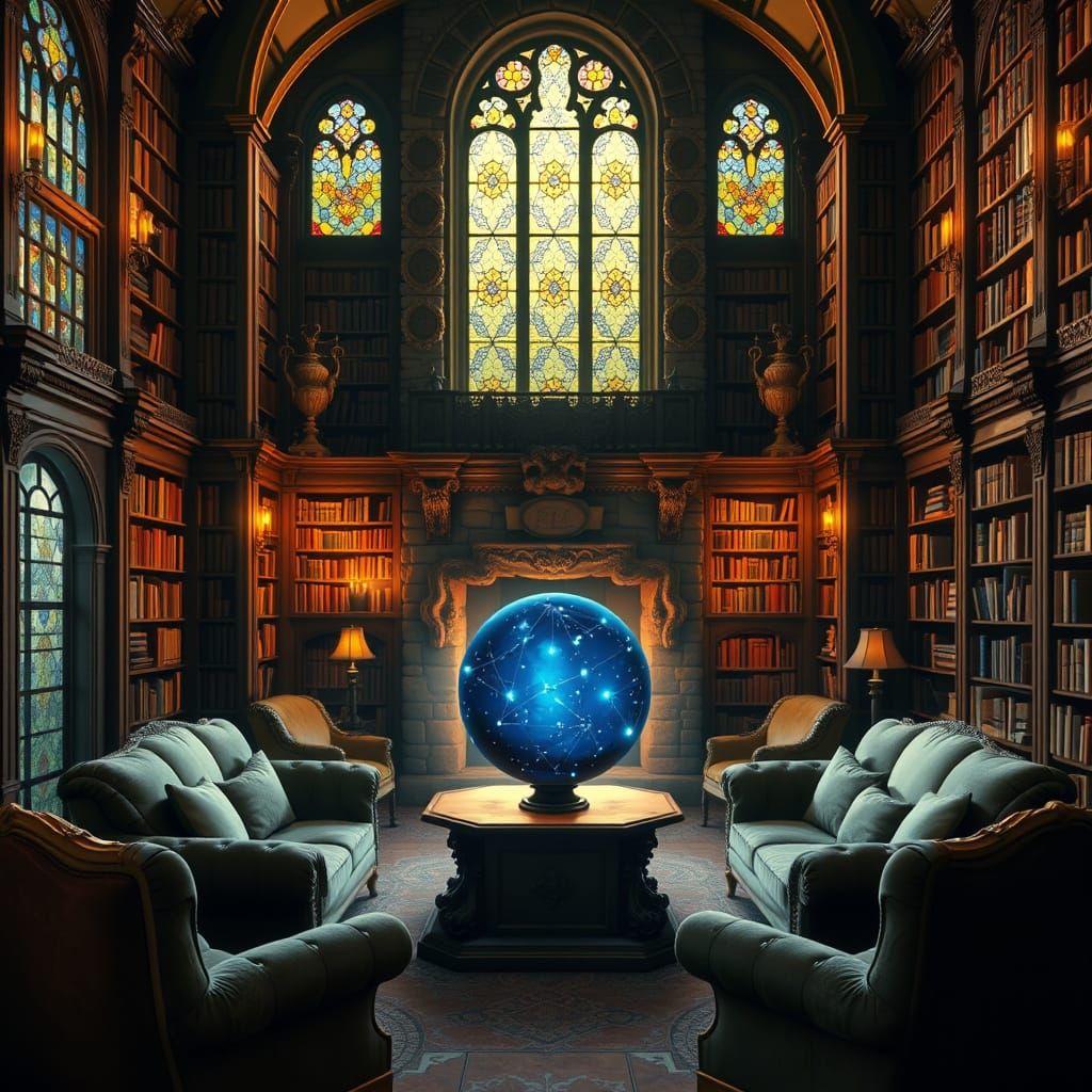 Warm, Golden Sanctuary in a Cozy Library
