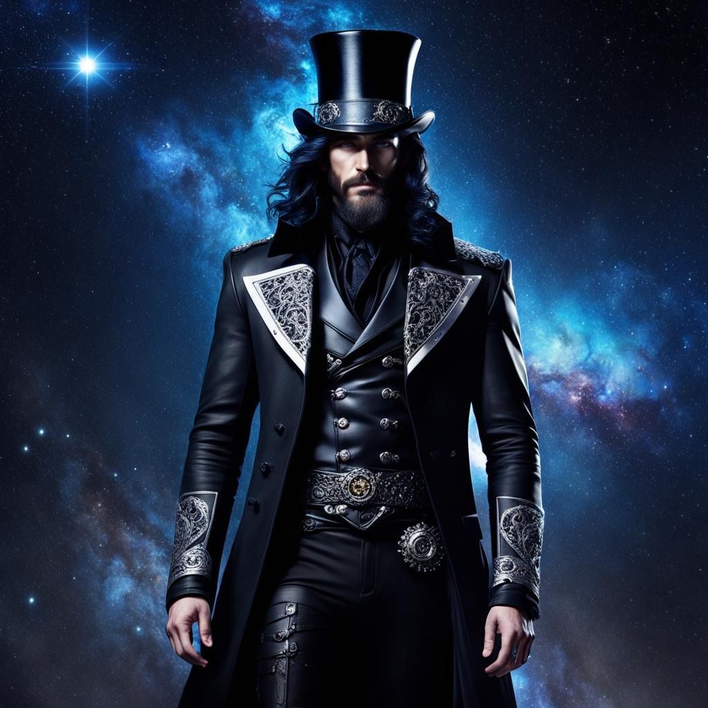 Galaxy God with Top Hat and Intricate Face