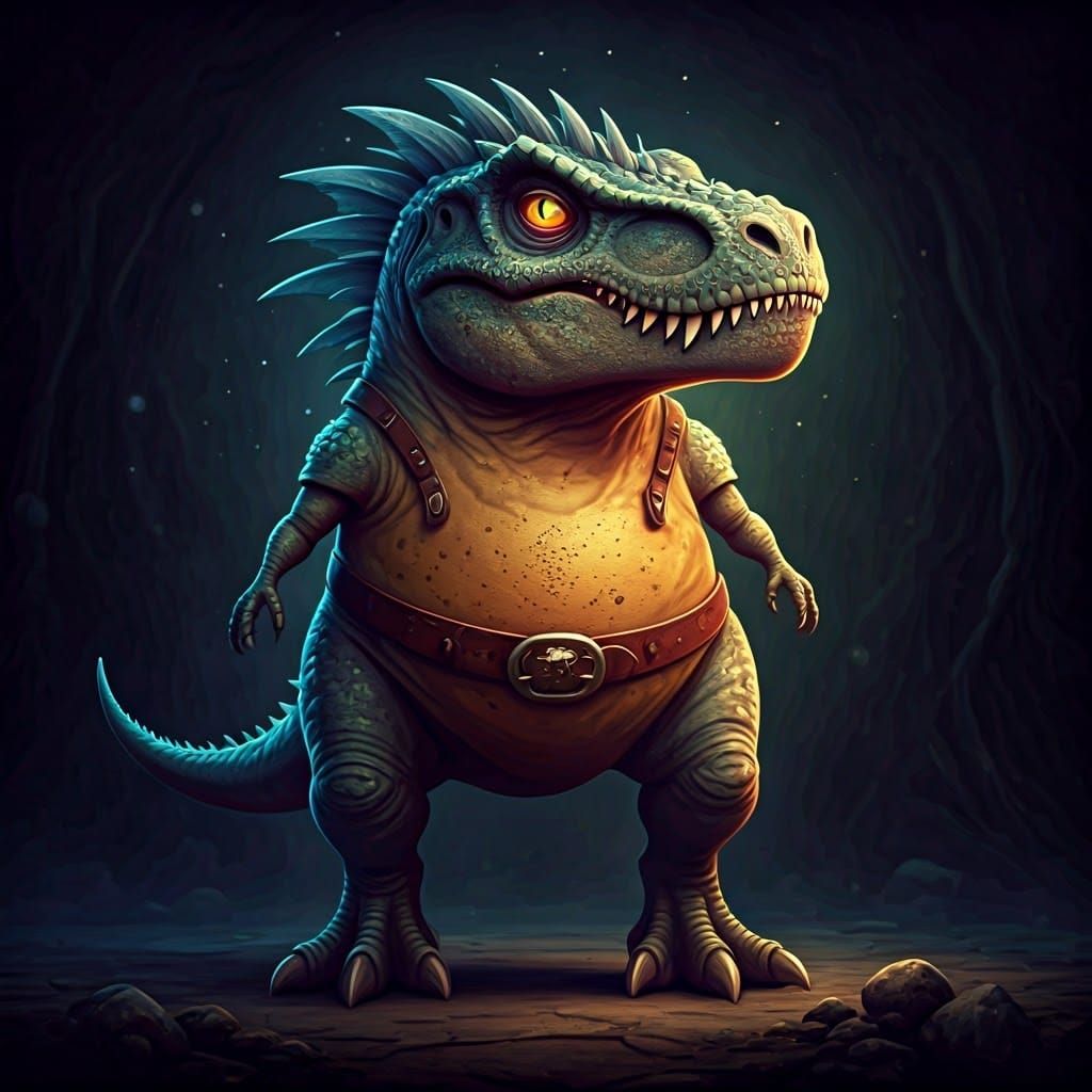 Chibi Potato Dinosaur in Detailed Digital Art