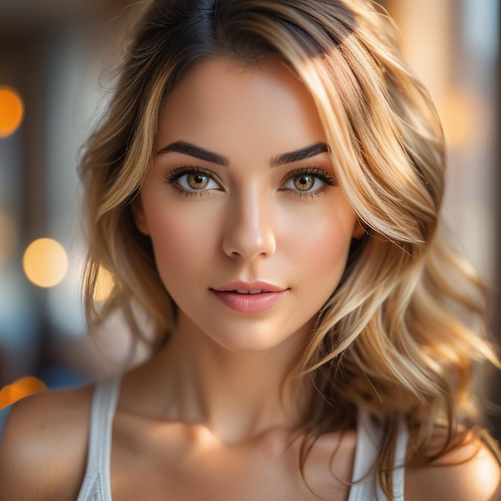 Beautiful Woman Portrait in Natural Golden Light