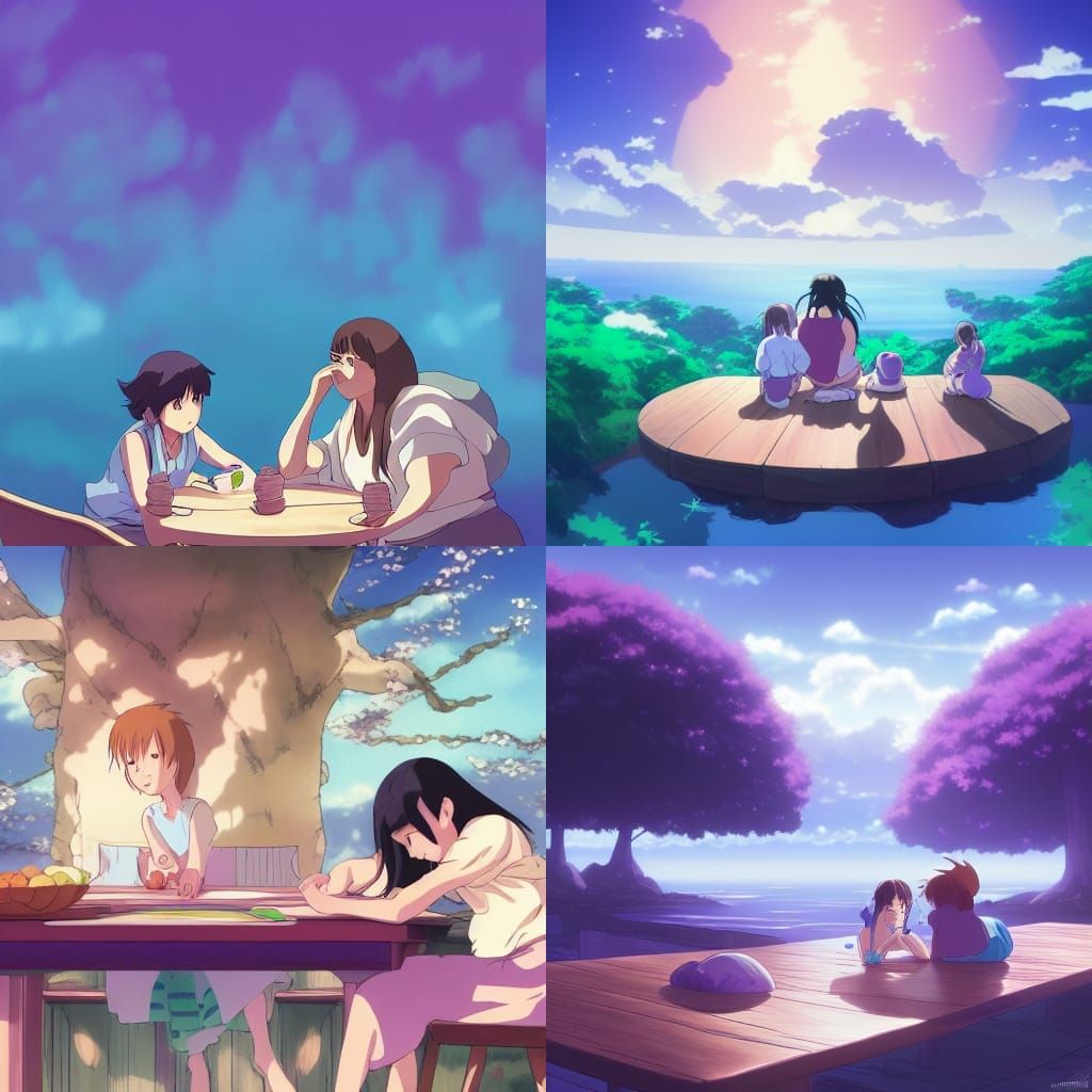 Surreal Scene in Studio Ghibli Anime Style