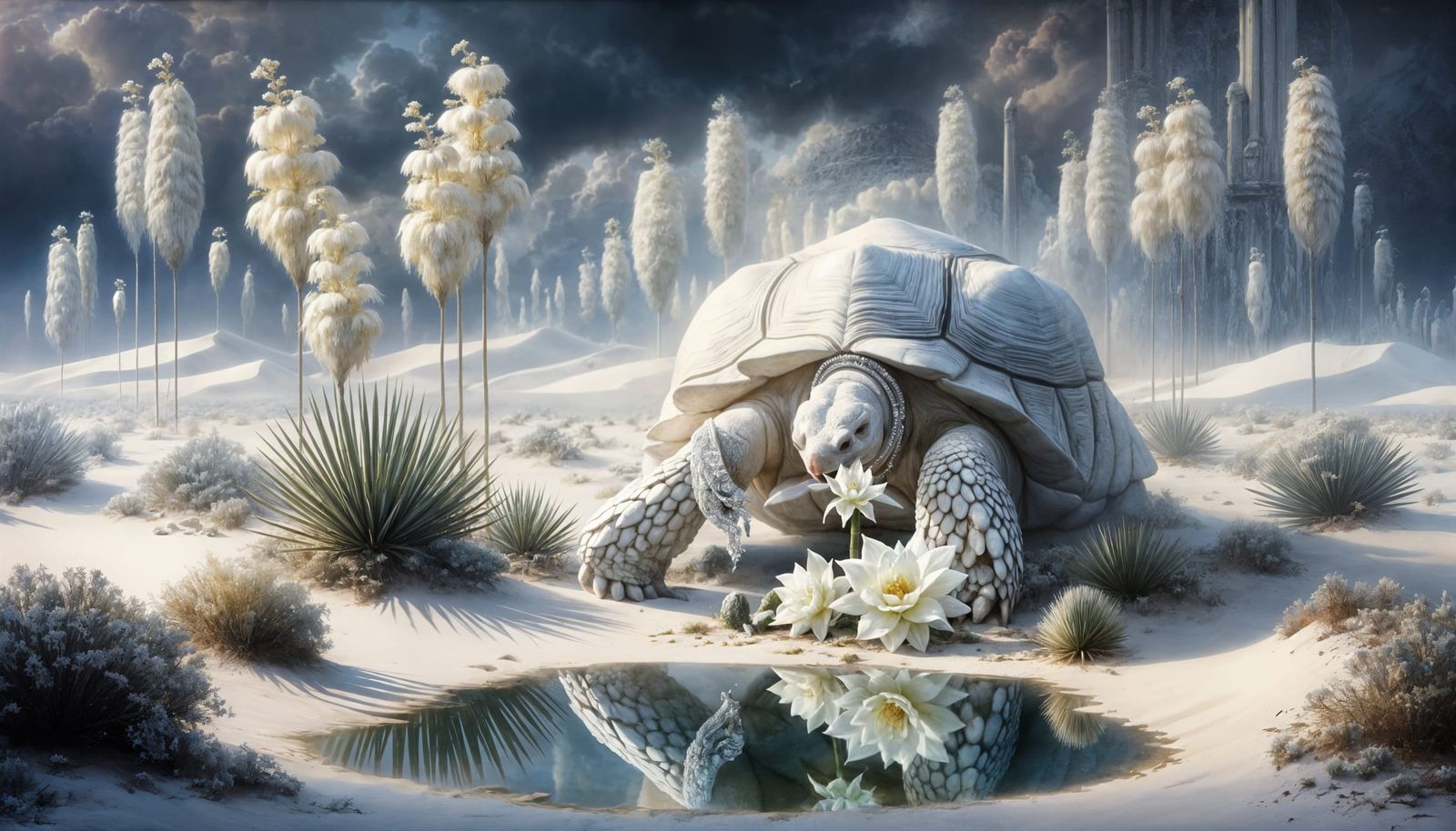 Majestic Albino Tortoise in White Sands