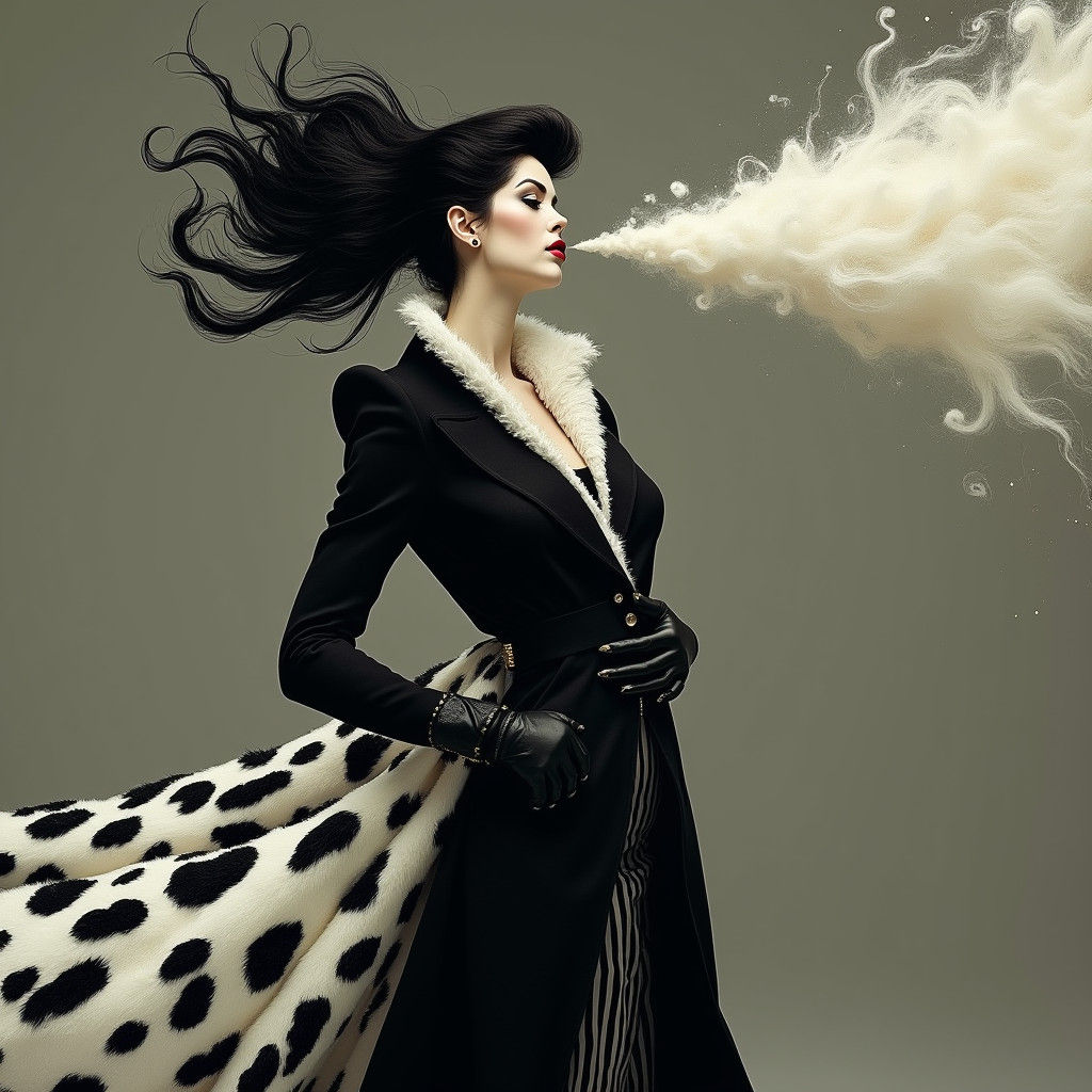 Cruella De Vil Blows Wind: Digital Art in Burton Style