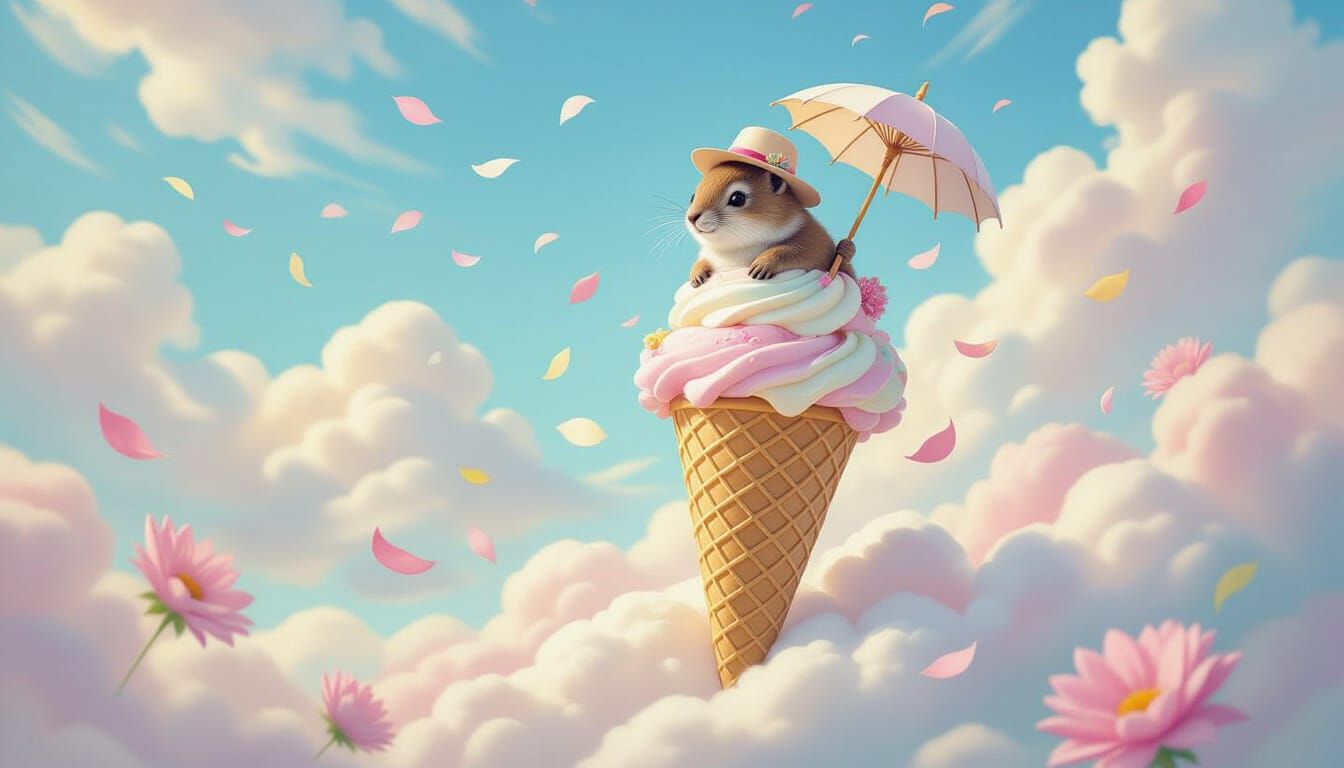 Impressionist Ice Cream Cone Flight of Fancy