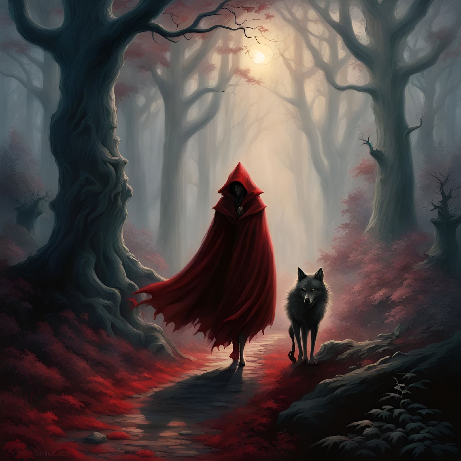 Dark red riding hood