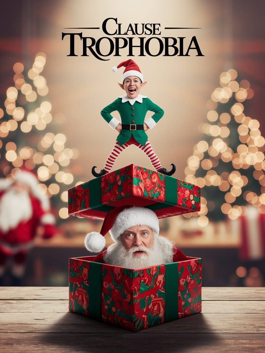 Christmas Elf Captures Santa in Movie Poster Style