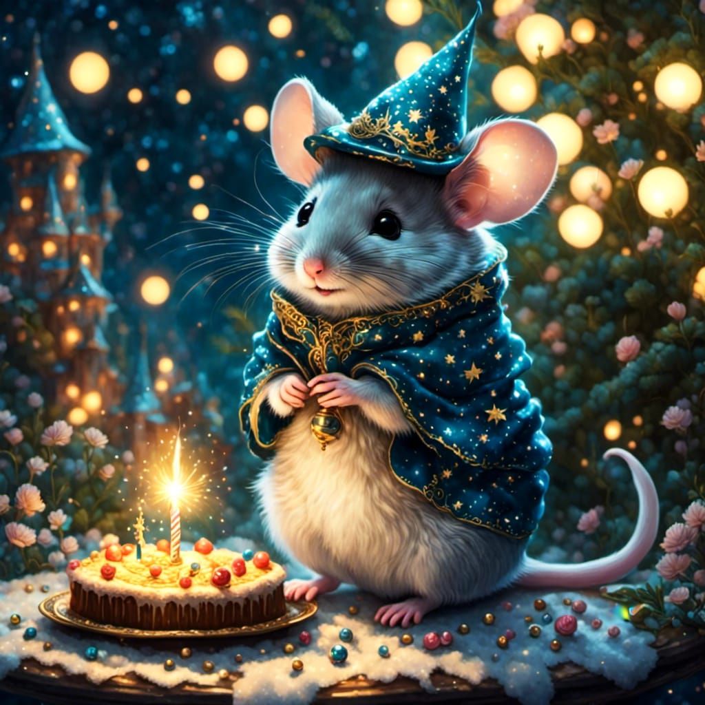 Festive Mouse Celebrates Birthday and New Year