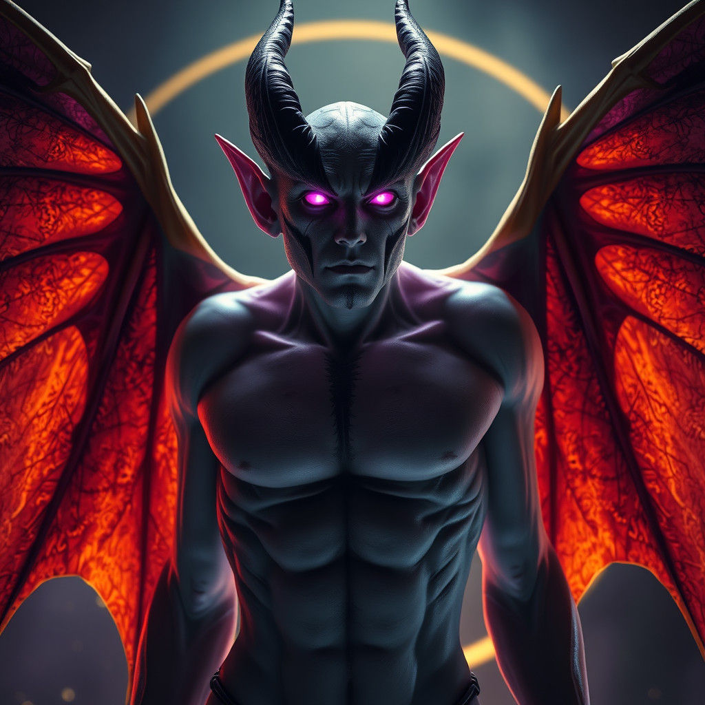 Charismatic Half-Fiend with Purple Flame Eyes