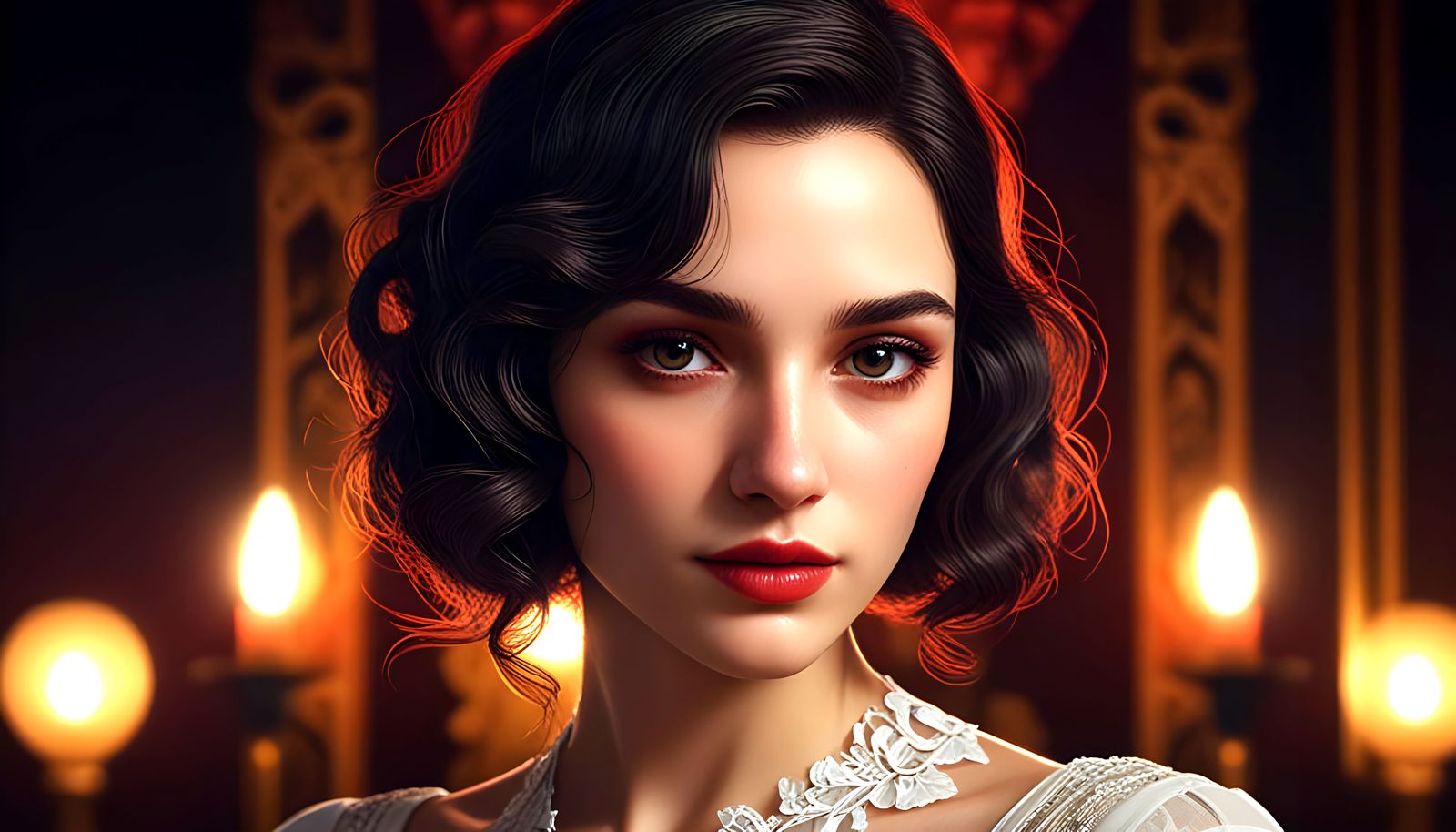 1920s Mafia Princess Portrait with Triadic Colors