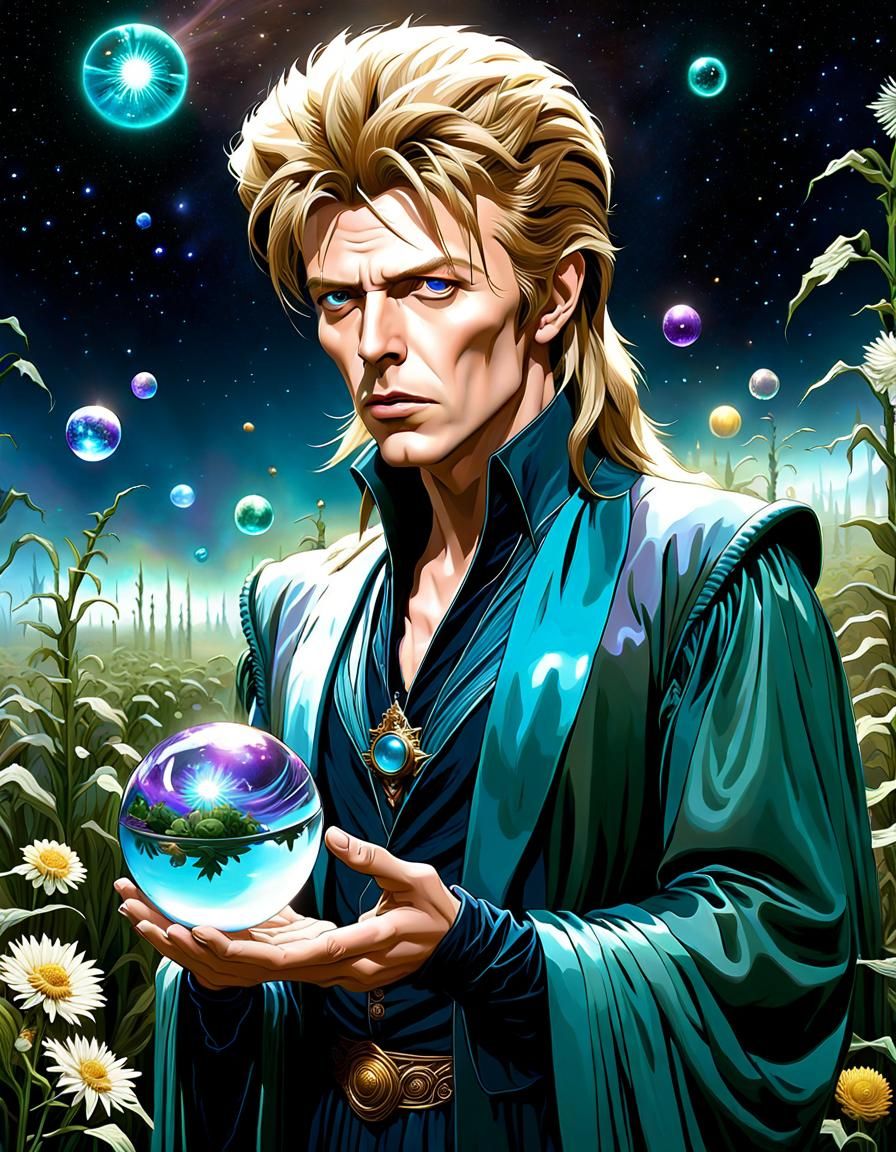 Dreamlike King Jareth in a Cosmic Labyrinth