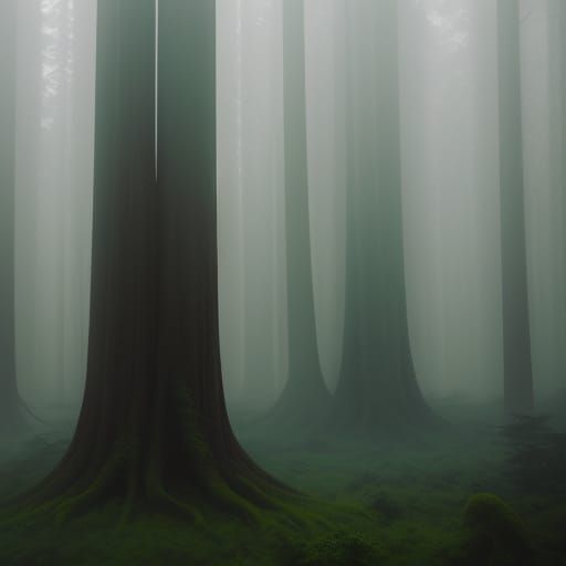Mysterious Foggy Forest Landscape in Digital Matte Painting ...