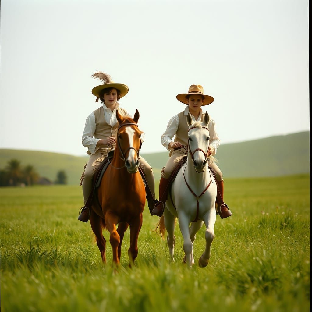 Byron and Giraud Galloping Horses Near Athens