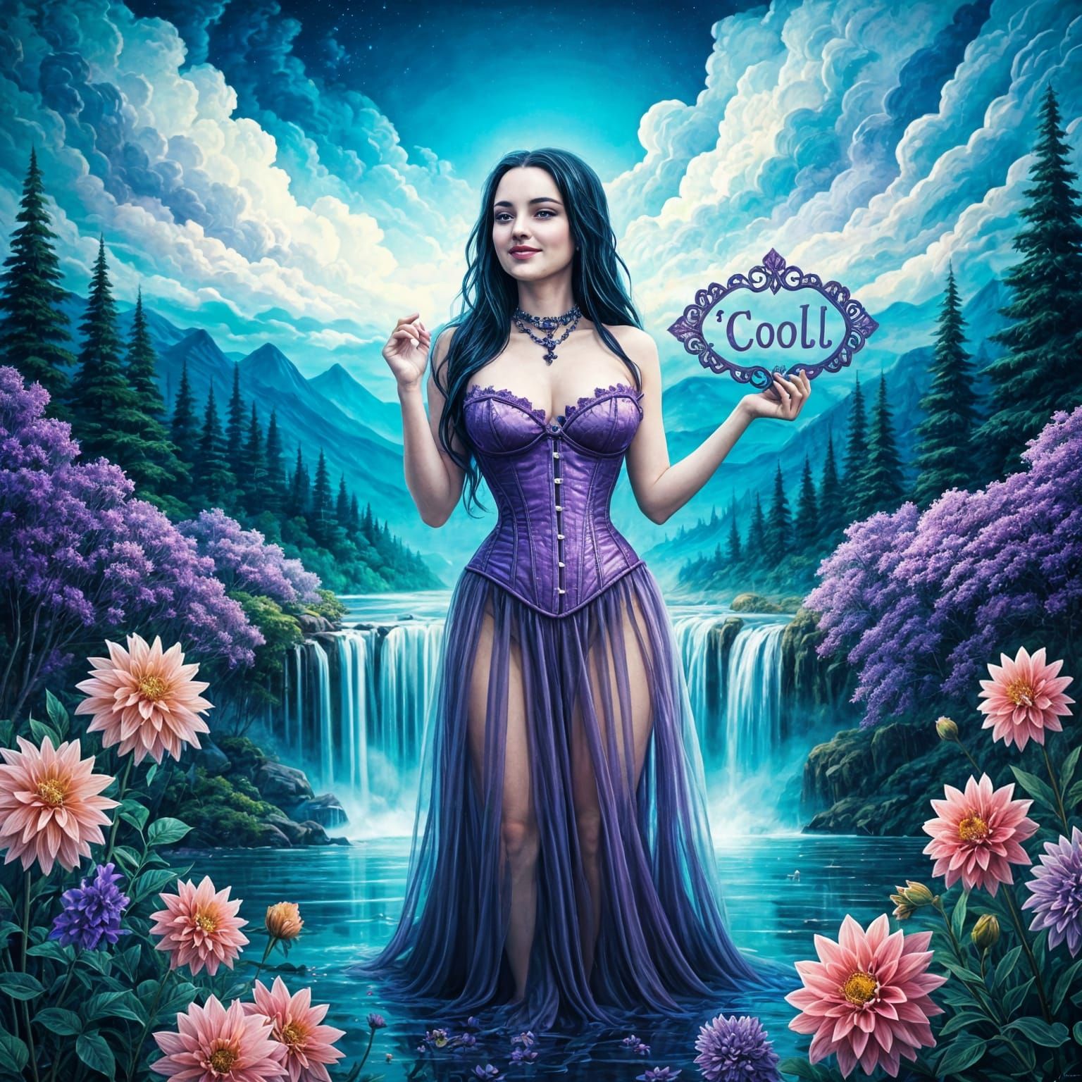 Ethereal Goth Princess in a Whimsical Moonscape