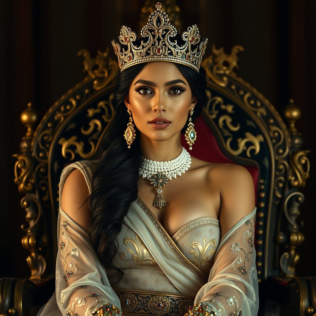 Empress on Throne: Cinematic 35mm Portrait