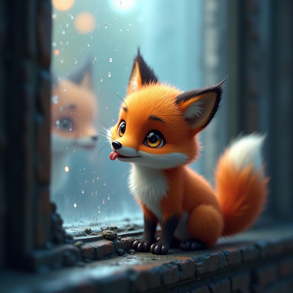 Fantastical Fox Licking Glass in Unreal Engine 5