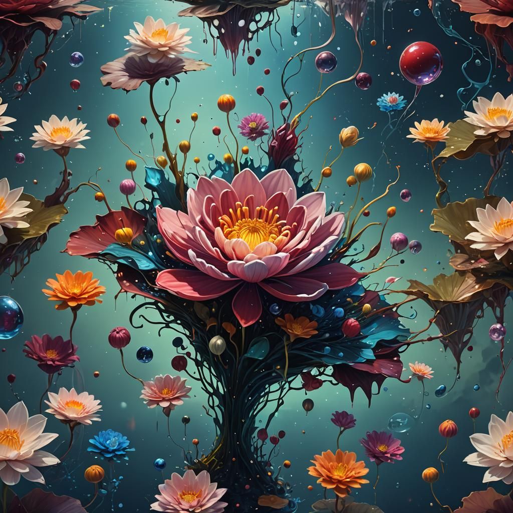 Surreal Floating Flower: Dreamlike Fantasy Art