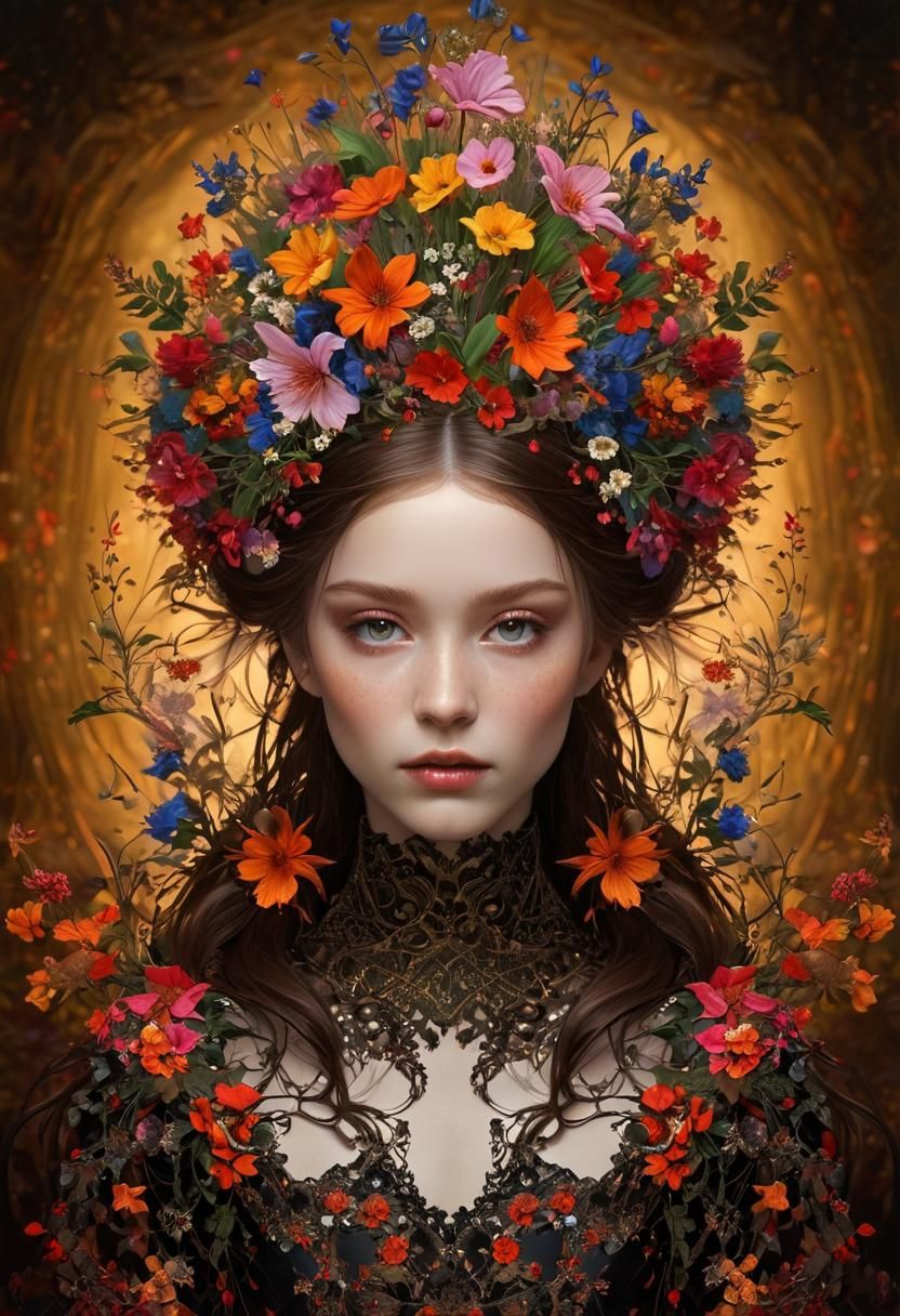 Explosive Floral Fantasy in Art Nouveau Style