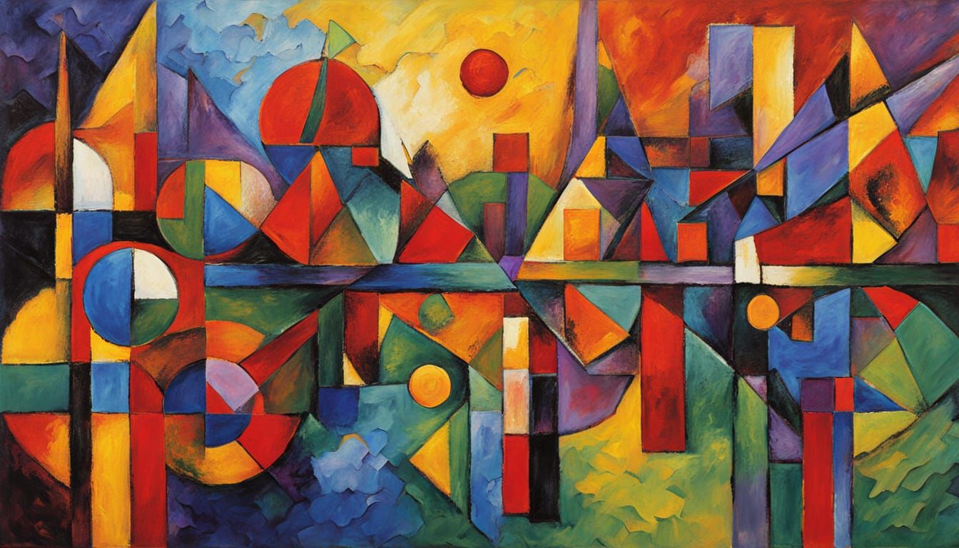 Vibrant Geometric Cityscape in Dynamic Abstraction