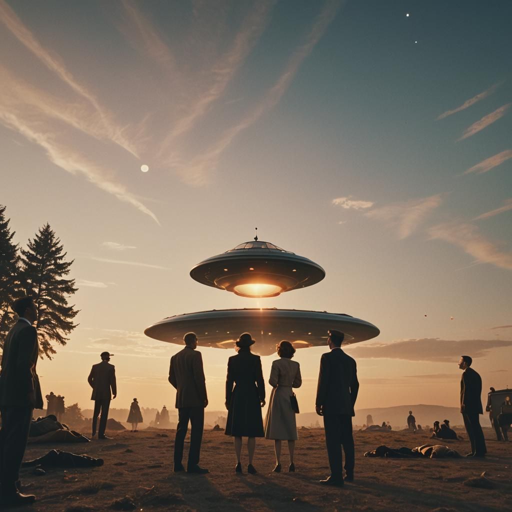 Retro Flying Saucer Scares 1950s Crowd