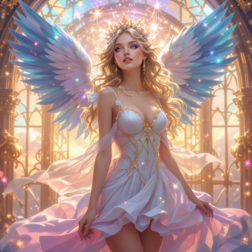 Angel Dancing in Heaven's Gate, Art Nouveau Style