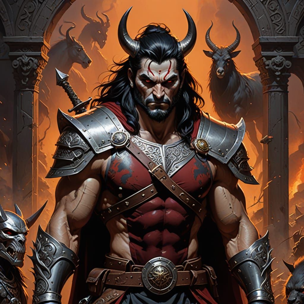 Red Warrior Maiden with Shield: Strong and Decisive Female F...