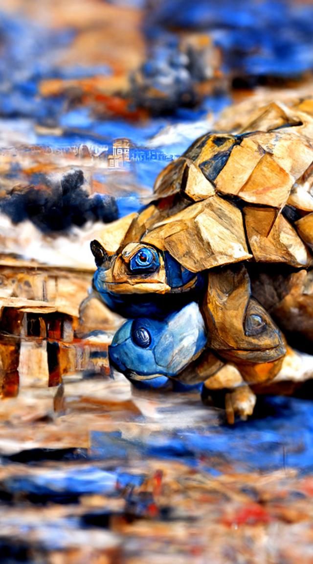 Blastoise Pokemon in Detailed Matte Oil Painting
