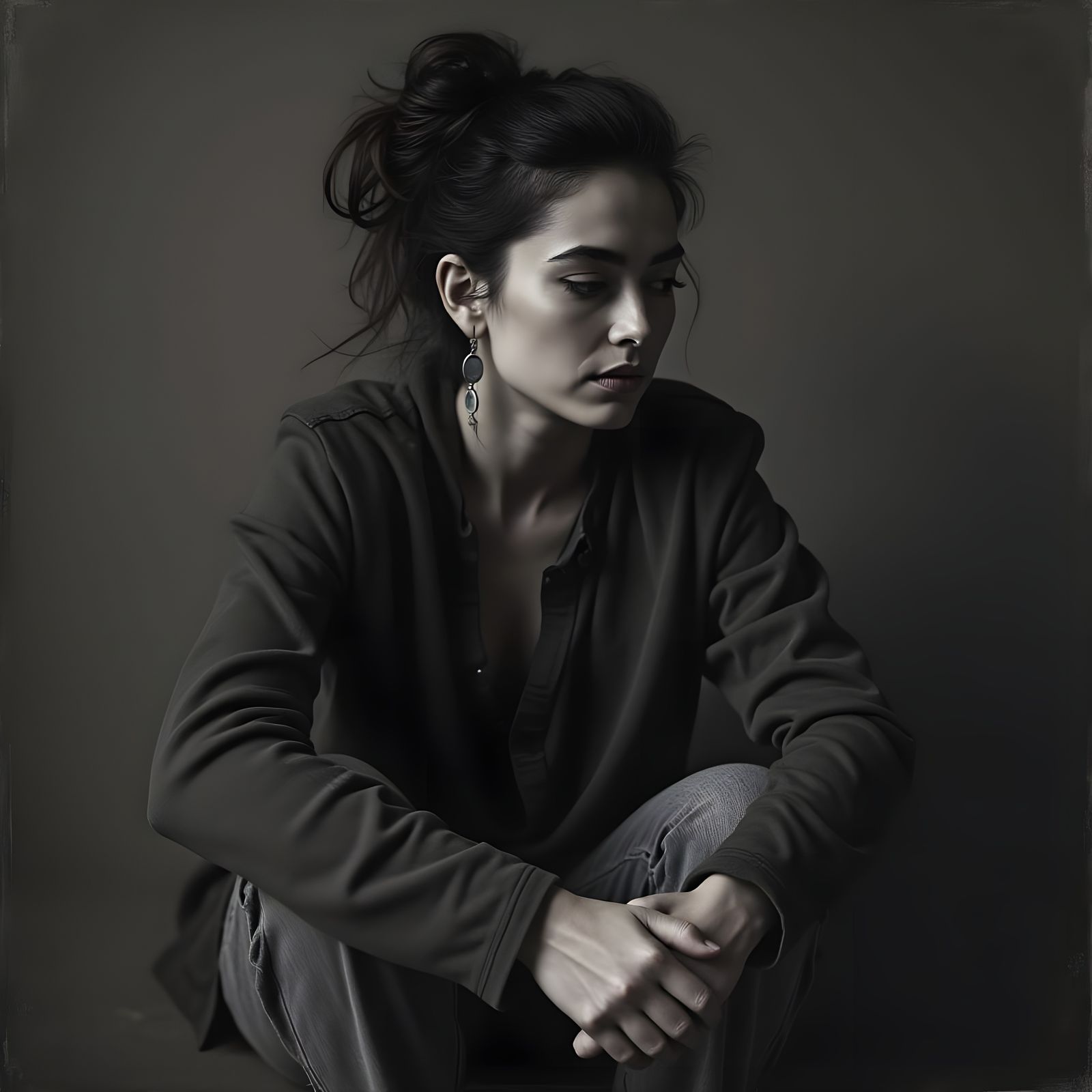 Pensive Woman Deep in Thought