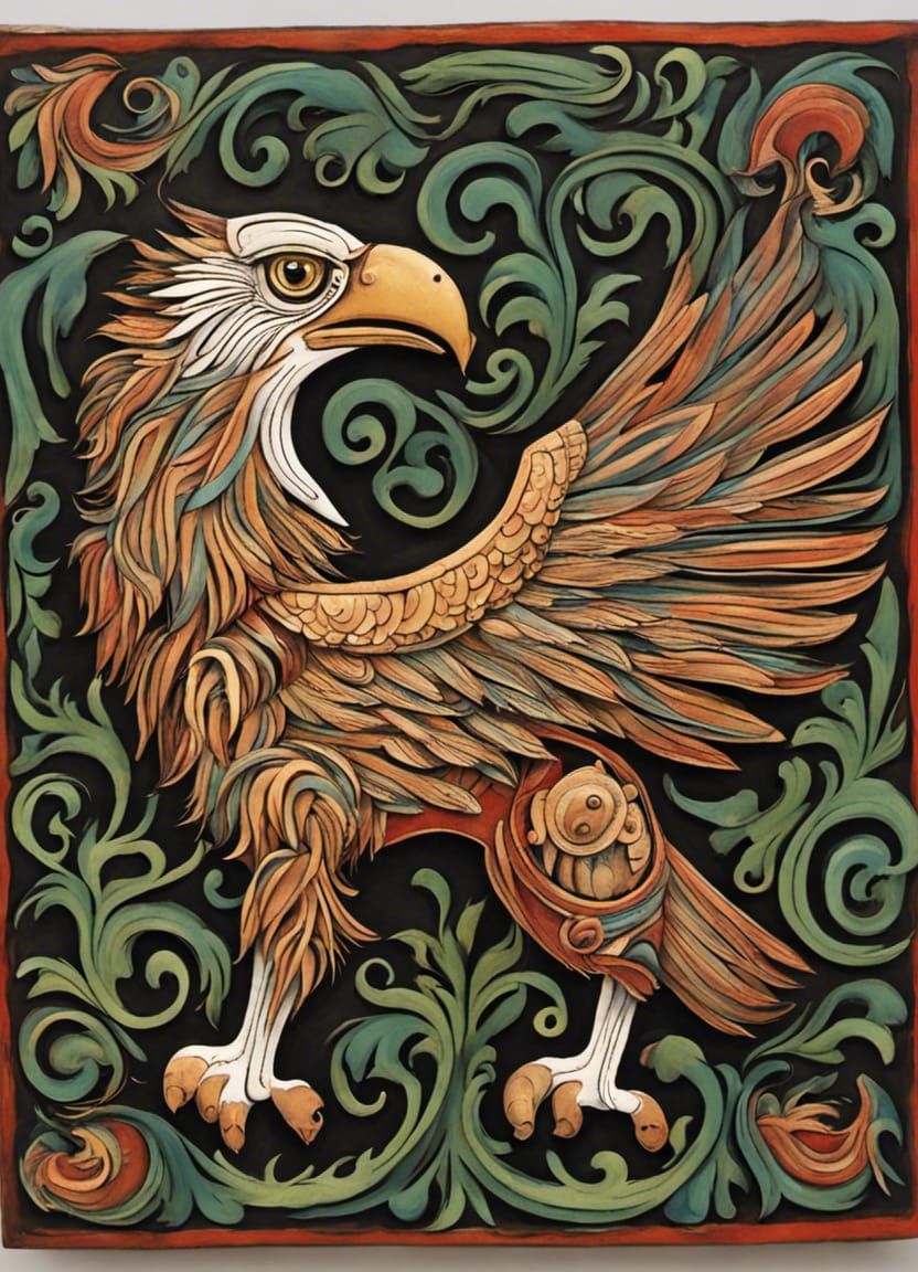 Folk Art Griffin Illustration