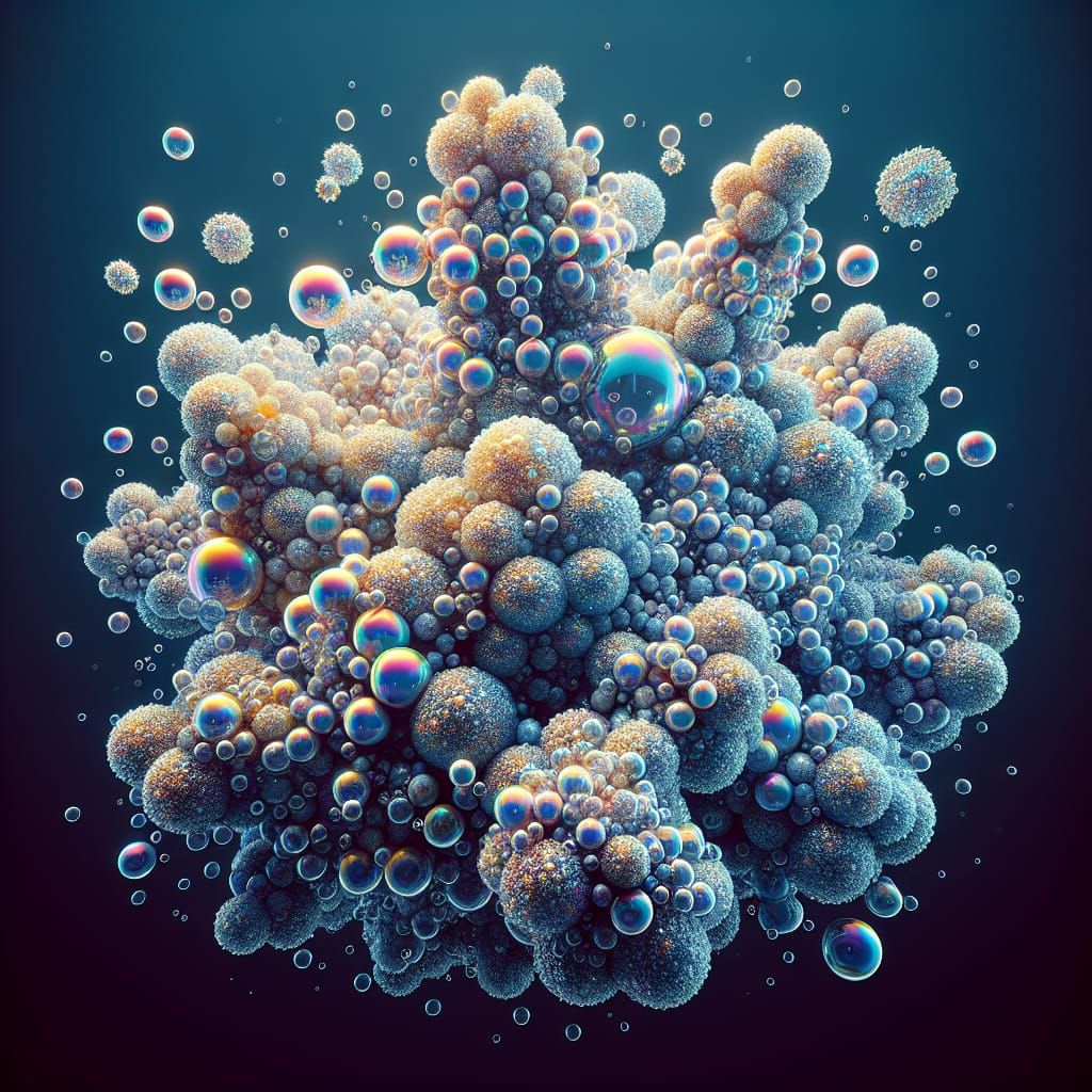 Vibrant Soap Bubbles in Clear Water: 8k Photorealistic Image