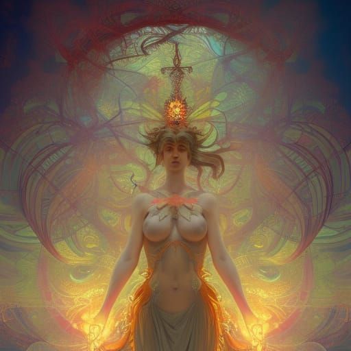 Fractal Goddess of Chaos: Hyperdetailed Concept Art