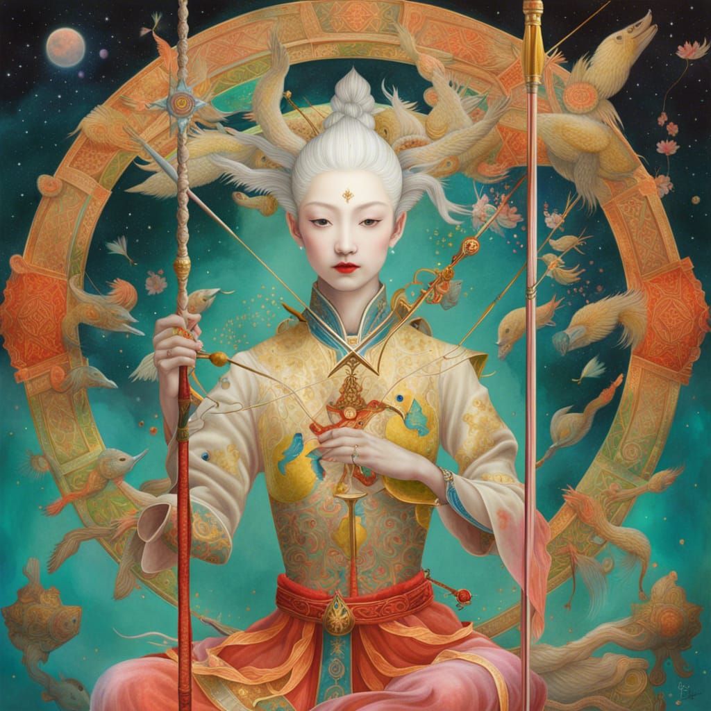 Sagittarius Archer in Surreal Watercolour Painting