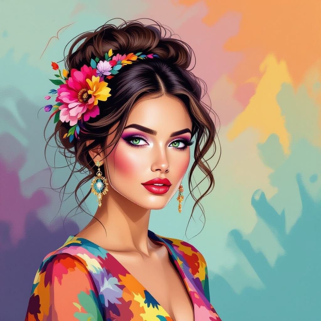 Elegant Woman Expressing Colorful Frustration