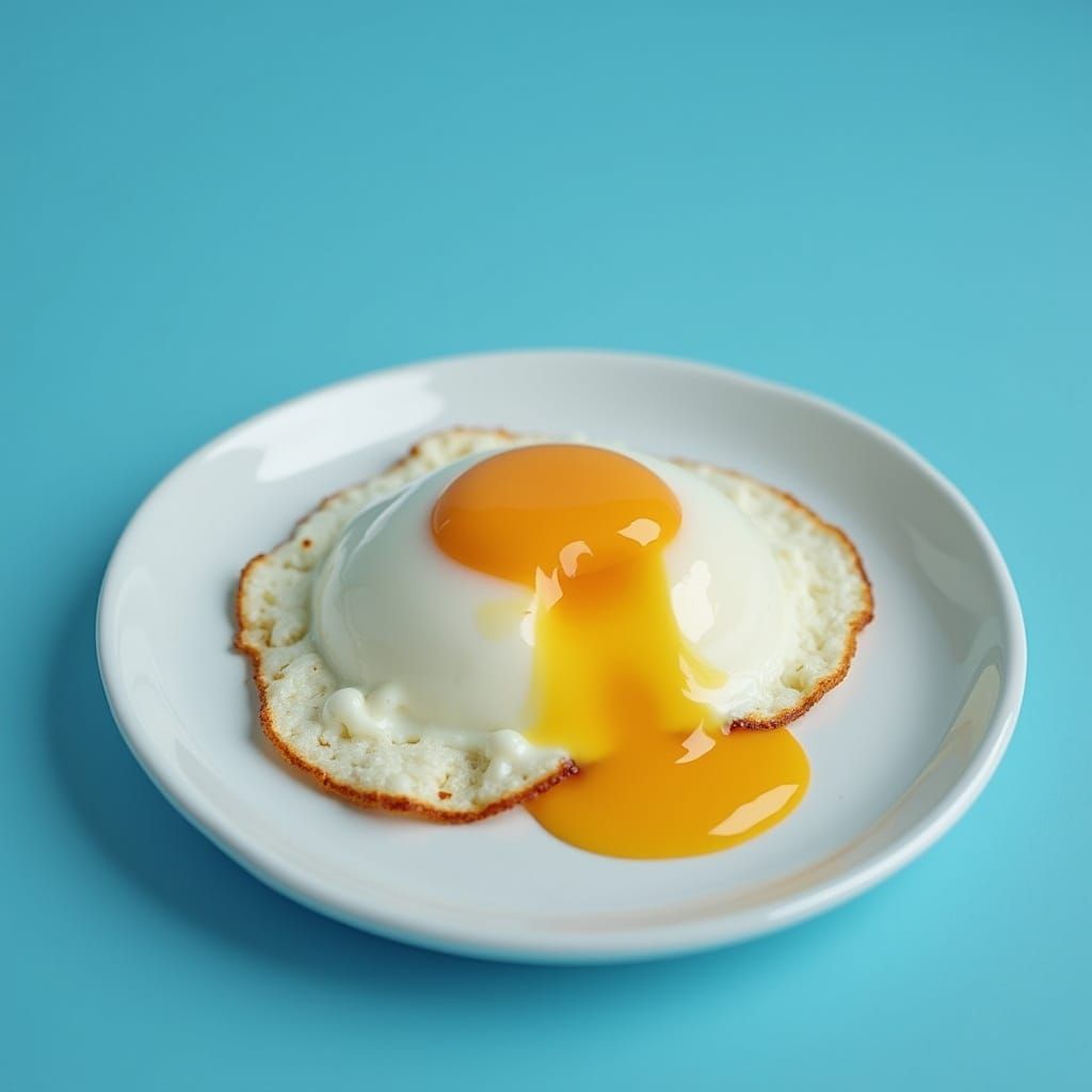 Crispy Fried Egg with Dripping Yolk: 3D Realism