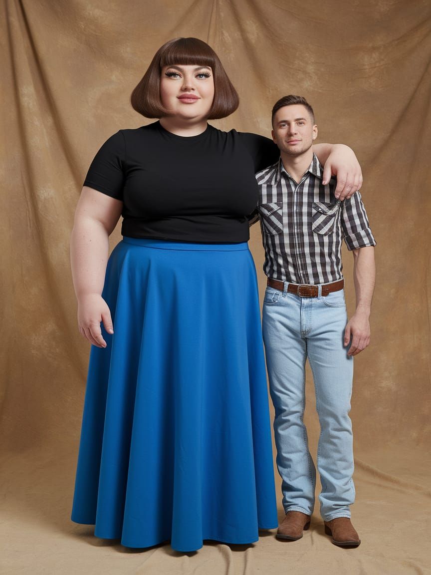 Friendly Plus-Size Woman with Hipster Man